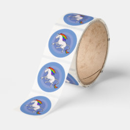 Stylized Rainbow Unicorn Cartoon Stickers ラウンドシール