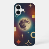 Stylized Retro Moon Design iPhone 16ケース (裏面)