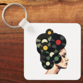 Stylized Retro Vinyl Record Poster Art キーホルダー (正面)