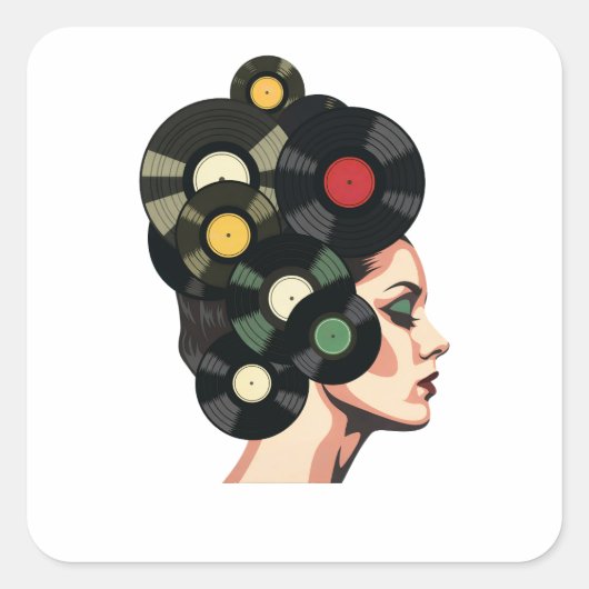 Stylized Retro Vinyl Record Poster Art スクエアシール (正面)