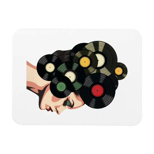 Stylized Retro Vinyl Record Poster Art マグネット (横)