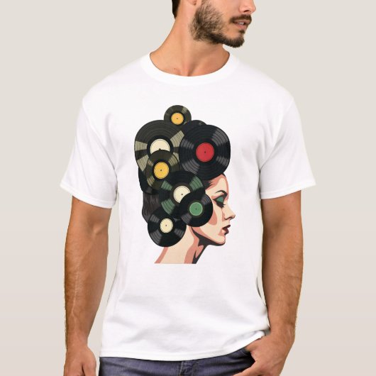Stylized Retro Vinyl Record Poster Art Tシャツ (正面)