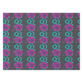 Stylized Roses In Bright Turquoise And Pink テーブルクロス (正面(横))