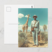 Stylized Safari Portrait Giraffe Desert Landscape ポストカード (正面/裏面)