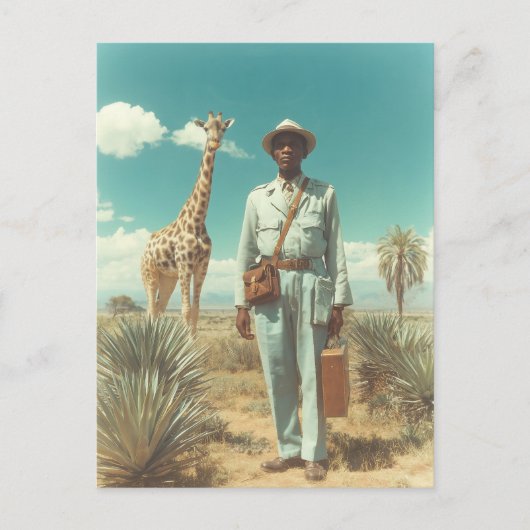 Stylized Safari Portrait Giraffe Desert Landscape ポストカード (正面)