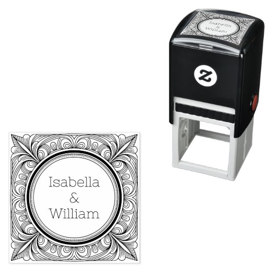 Stylized Scrollwork Couple Self-Inking Stamp セルフインキングスタンプ (インサイチュ)