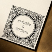 Stylized Scrollwork Couple Self-Inking Stamp セルフインキングスタンプ