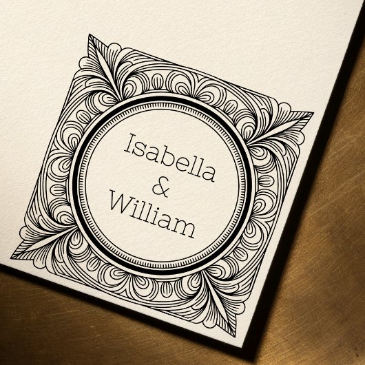 Stylized Scrollwork Couple Self-Inking Stamp セルフインキングスタンプ