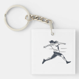Stylized Silhouette of a Person Running Fast キーホルダー
