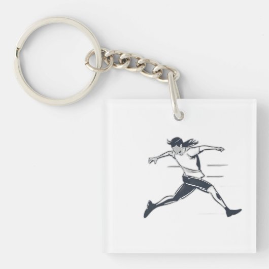 Stylized Silhouette of a Person Running Fast キーホルダー (正面)