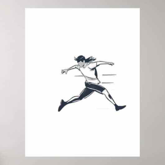 Stylized Silhouette of a Person Running Fast ポスター (正面)