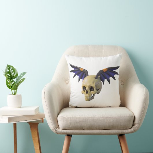 Stylized Skull with Angular Colorful Wings クッション (椅子)
