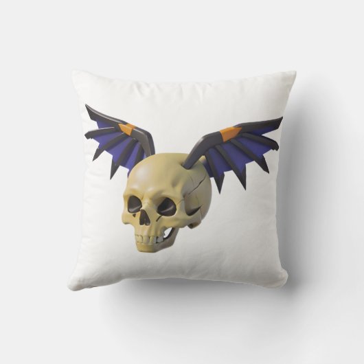 Stylized Skull with Angular Colorful Wings クッション (裏面)