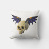 Stylized Skull with Angular Colorful Wings クッション (正面)