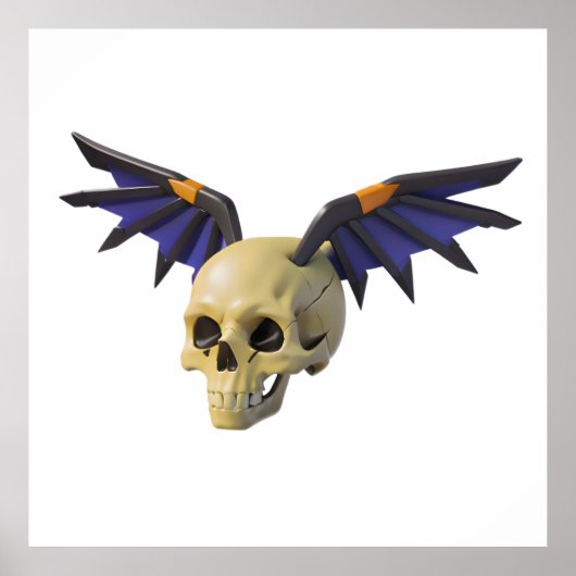 Stylized Skull with Angular Colorful Wings ポスター (正面)