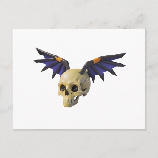 Stylized Skull with Angular Colorful Wings ポストカード (正面)