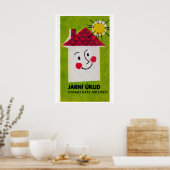 Stylized Smiling Face Czechoslovakia 1960s-70s ポスター (キッチン)