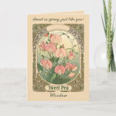 Stylized Sweet Pea Birth Month Flower カード (正面)