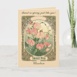 Stylized Sweet Pea Birth Month Flower カード