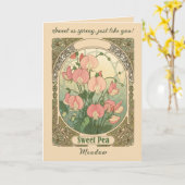 Stylized Sweet Pea Birth Month Flower カード (黄色い花)