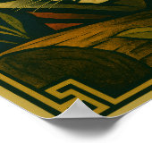 Stylized Tiger in Ornamental Sunburst Frame ポスター (角)