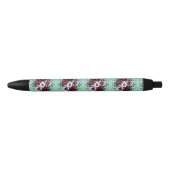 Stylo Botanique Violettes Fond Vert Pâle 黒ボールペン (正面)