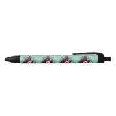 Stylo Botanique Violettes Fond Vert Pâle 黒ボールペン (トップ)