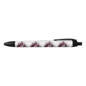 Stylo Élégance Botanique  Bouquet Fleurs Violettes 黒ボールペン (トップ)