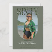 Stylsih Oval Photo & Signature 60誕生日 招待状 (正面)