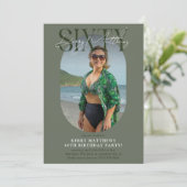 Stylsih Oval Photo & Signature 60誕生日 招待状 (スタンド正面)