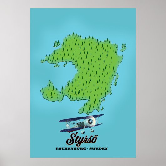 Styrsö イェーテボリ スウェーデン 地図 ポスター (正面)