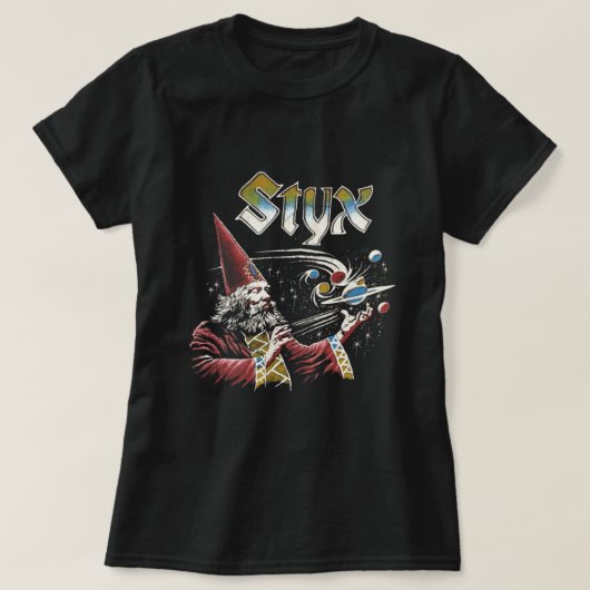 STYXバンドレトロ70sトリビュートアイコン Tシャツ (デザイン正面)