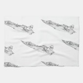 SU 25グラッチソビエトフログフット飛行機スケッチ キッチンタオル (横)