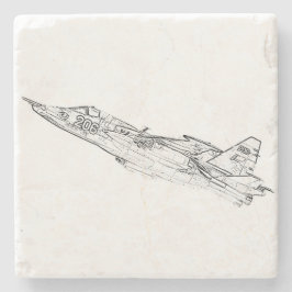 SU 25グラッヒ旧ソ連飛行機スケッチ ストーンコースター