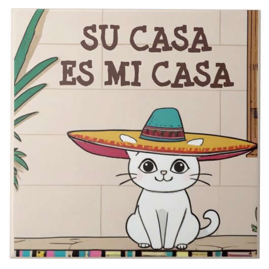 Su Casa es Mi Casa - Funny Spanish Cat Humor タイル (正面)