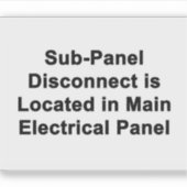 Sub-Panel Disconnect in Main Panel label シール (正面)
