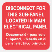 Sub-Panel Disconnect Located In Main Panel sticker スクエアシール (正面)