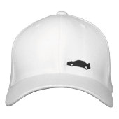 Subaru Wrx車のシルエットの白い帽子の黒のロゴ 刺繍入りキャップ (正面)