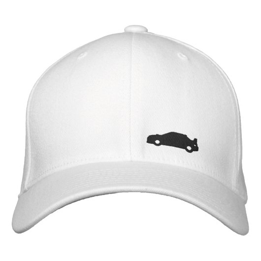 Subaru Wrx車のシルエットの白い帽子の黒のロゴ 刺繍入りキャップ (正面)