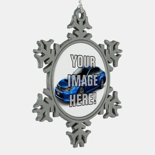 Subaru WRX Impreza STIの写真-あなたの車を加えて下さい! スノーフレークピューターオーナメント (左)