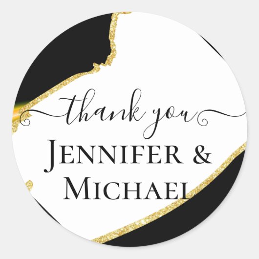 sublime ブラック・ホワイト・ゴールドのウェディング ラウンドシール (正面)