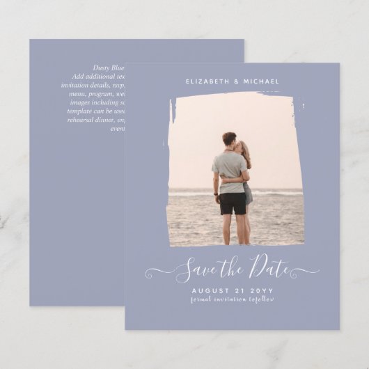 Sublime Minimalist PHOTO Save The Date Dusty Blue (正面/裏面)