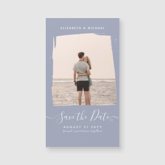 Sublime Minimalist PHOTO Save The Date Dusty Blue (正面)