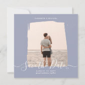 Sublime Minimalist PHOTO Save The Date Dusty Blue カード (正面)