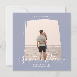 Sublime Minimalist PHOTO Save The Date Dusty Blue カード