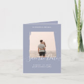 Sublime Minimalist PHOTO Save The Date Dusty Blue カード (正面)