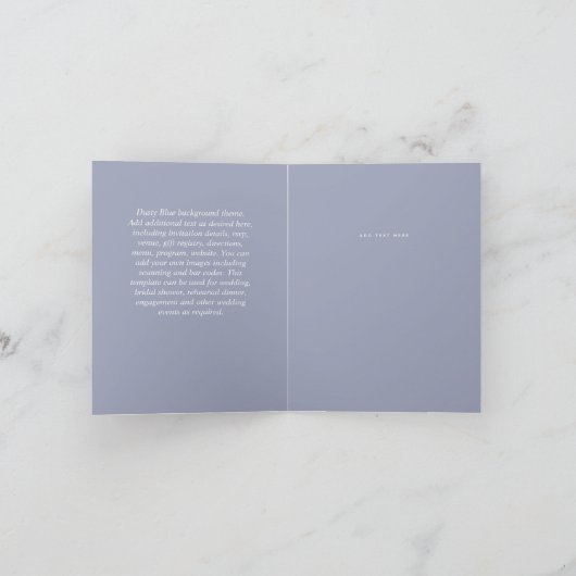 Sublime Minimalist PHOTO Save The Date Dusty Blue カード (内部)
