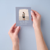 Sublime Minimalist PHOTO Save The Date Dusty Blue チラシ (手)