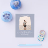 Sublime Minimalist PHOTO Save The Date Dusty Blue チラシ (シングル)
