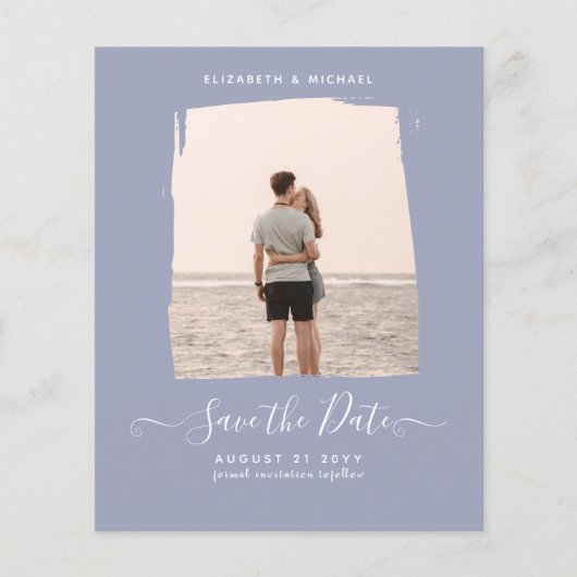 Sublime Minimalist PHOTO Save The Date Dusty Blue チラシ (正面)